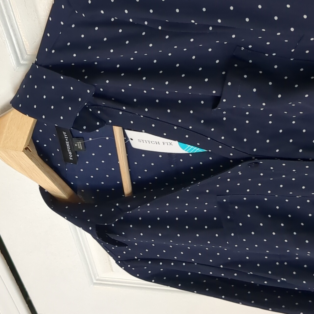 Navy Blue Polka Dot Blouse